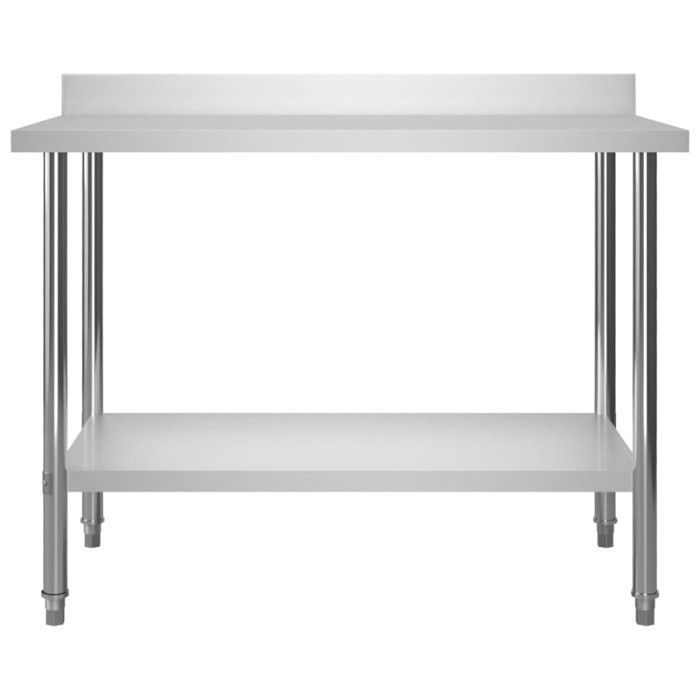 VidaXL Kitchen Work Table with Backsplash Restaurant Work Table Bar School Garage Commercial Spaces 51191