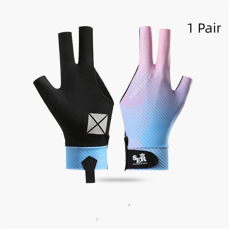 Breathable Soft Billiard Glove Anti-Slip Elastic Professional 3 Finger Fit for Indoor Billiard Sports Game Match Events