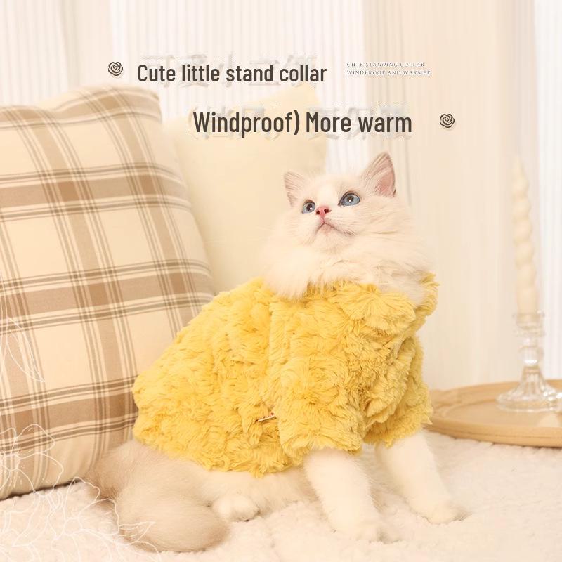 Chaqueta Cálida de Invierno para Gatos - Abrigo de Algodón Felpa Anticaída de Pelo para Ragdolls y Gatitos