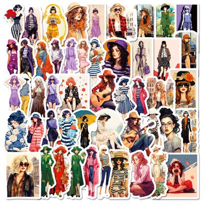 50 Cartazes Vintage Flor do Vento Temporada Menina Adesivos Viagem Bagagem Adesivos Caderno