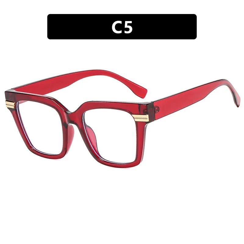 

New Fashionable Personalized Square Frame Women S Flat Light Glasses Retro Neutral Color Blocked Anti Blue Light Glasses