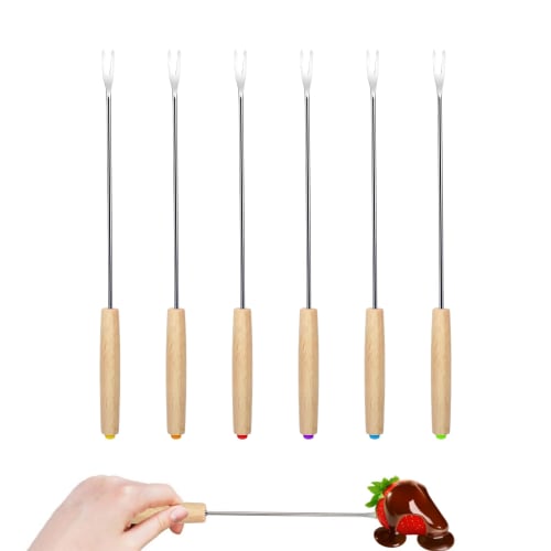 Coollooda Stainless Steel Fondue Forks, 24cm, Multi-Function, 6 Pieces