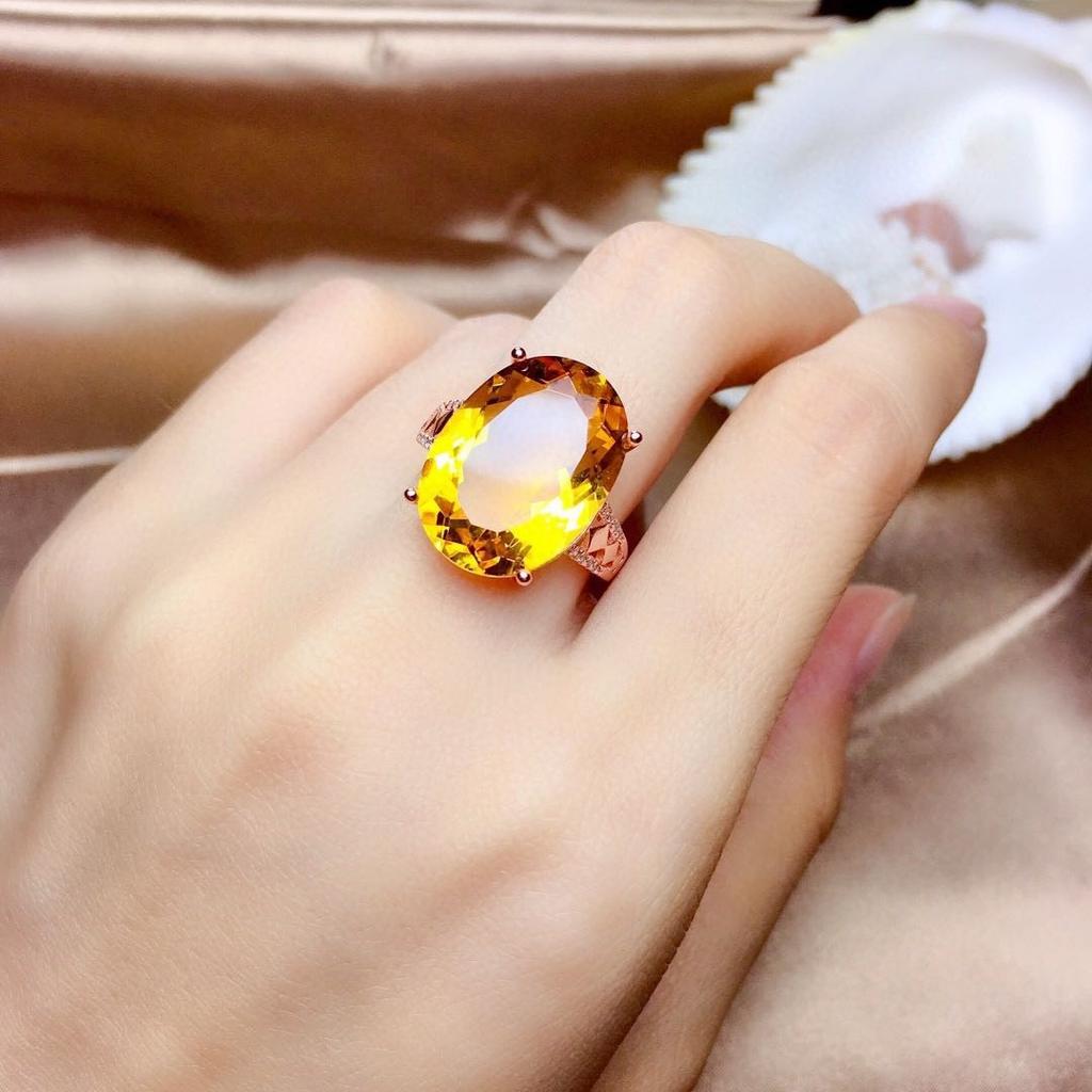 2026 Mode Inlay Zirkon Citrin Anhänger Offener Ring Damen Halskette