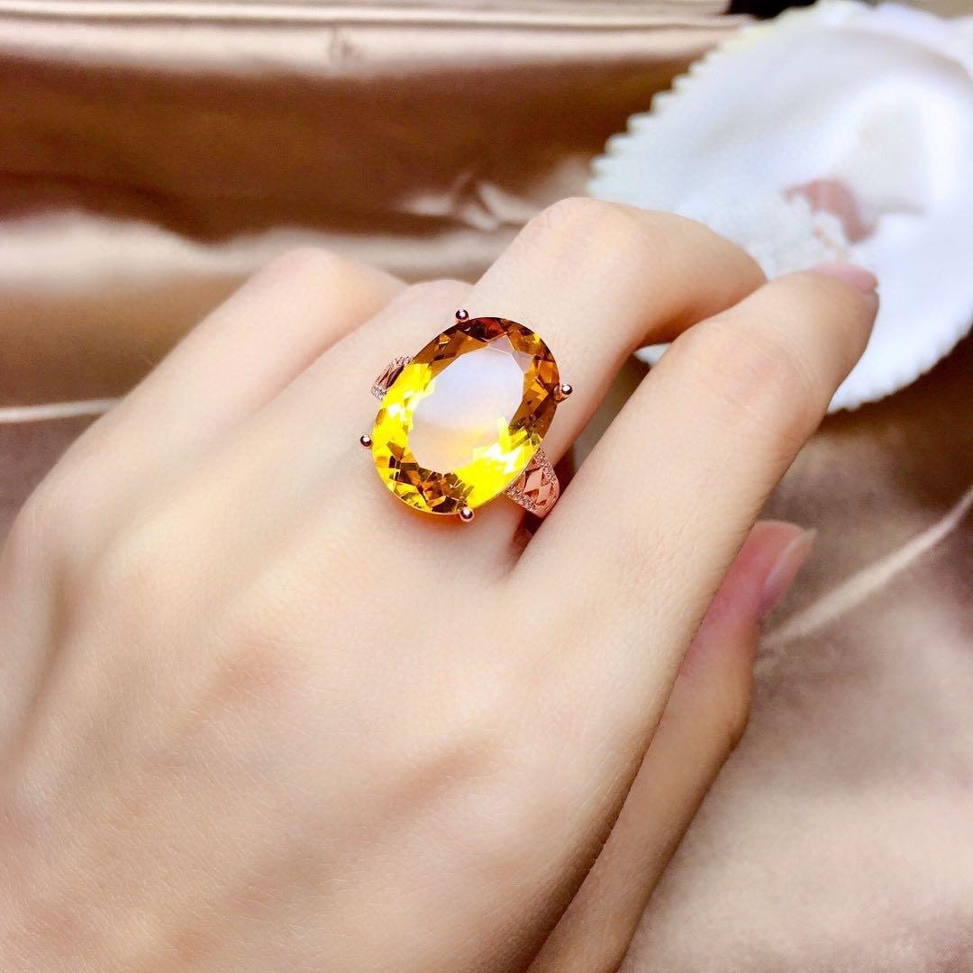 2026 Fashion Inlaid Zircon Citrine Pendant Open Ring Women s Necklace