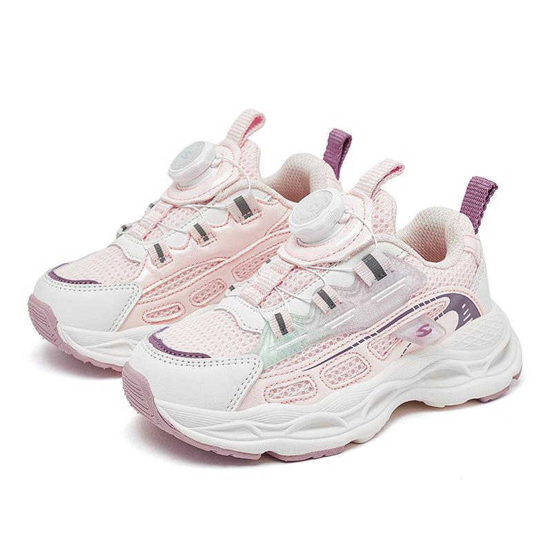 Kids Breathable Mesh Sneakers Rotary Buckle Chunky Lightweight Sports Shoes Casual Walking Running Shoes For Boys Girls Spring Autumn