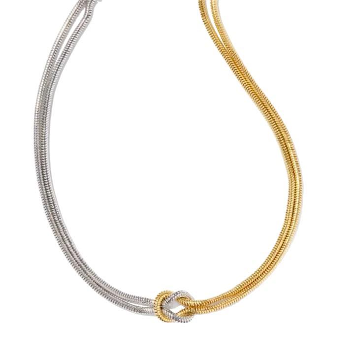 Vergoldetes geknotetes Schlangenknochenarmband - Modeschmuck aus rundkettigem Titanstahl