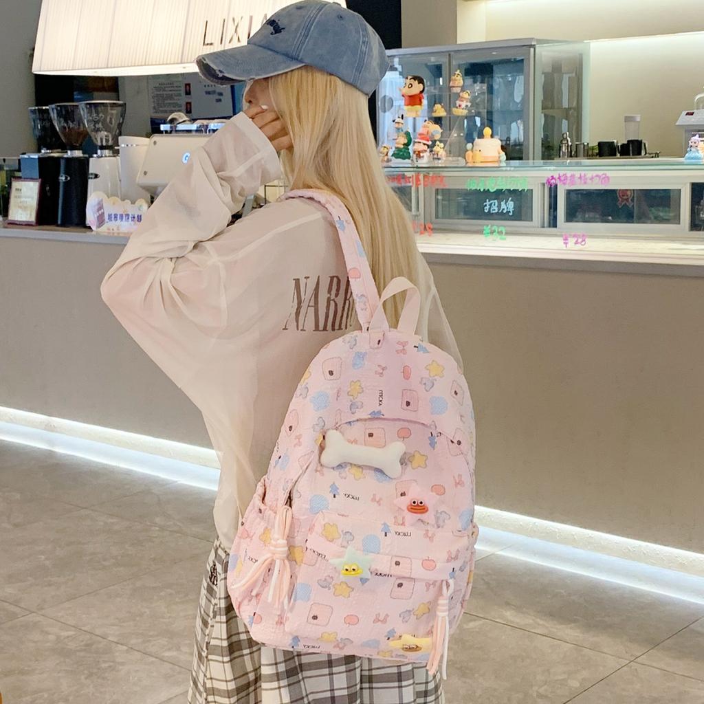 High Value Cute Cartoon Backpack Junior High School Girl High School Student Schoolbag Cute Leisure Travel Light Backpack
