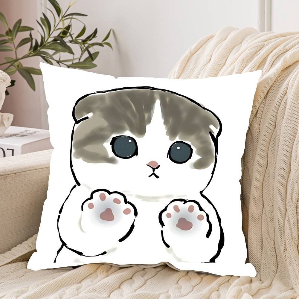 Hand Drawn Cute Cat Pillow Case Pattern Printed Pillowcase For Living Room Sofa Cushion Cover Bedroom Decor