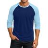 Men's Round Neck Contrast Color Raglan Three-quarter Sleeve Top T-shirt
