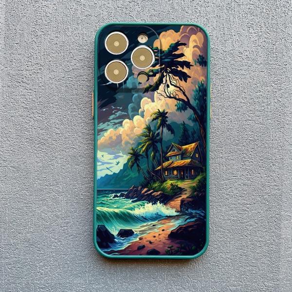 Seaside Coconut Tree Coastal Scenery Phone Case for IPhone 16 15 14 13 12 11 Pro Max Mini X XR XS 15 7 8 Plus Shockproof Covers