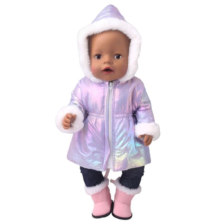 Long Coat Winter Doll Clothes For 18 Inch Girl Dolls Soft Plush Outfit Set Simple Wear Design
