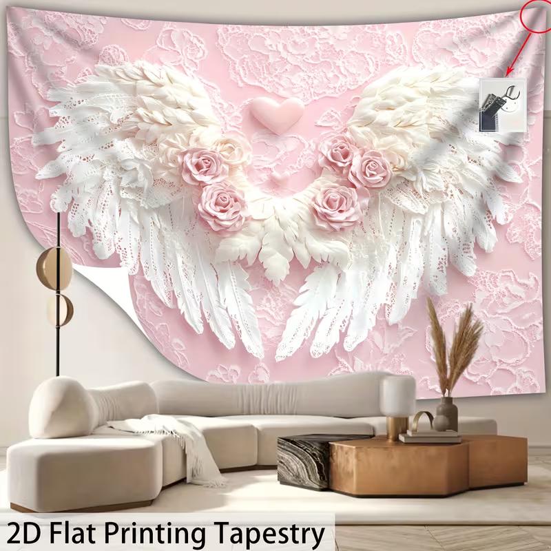 2D Aesthetic Romantic Angel Wing Tapestry Bedroom Background Decor