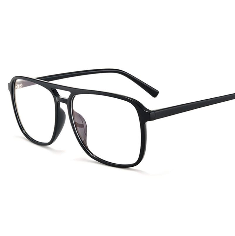Blocking Blue Light Square Nearsighted Spectacle Double Beam Transparent Gray TR90 Diopter Glasses Prescription -0.5 -1.0 To -4