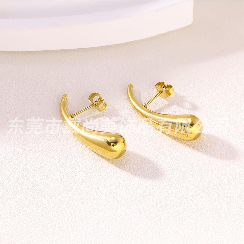 European and American water drop stainless steel stud earrings niche high sense fashion trend earrings temperament versatile earrings