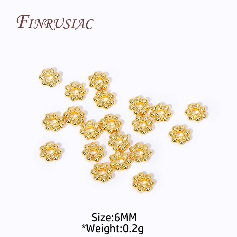 DIY Beading Jewelry Making Supplies 4/5/6MM 18K Gold Plated Flower Caps For Beads Brass Metal Snowflake Beads Spacer