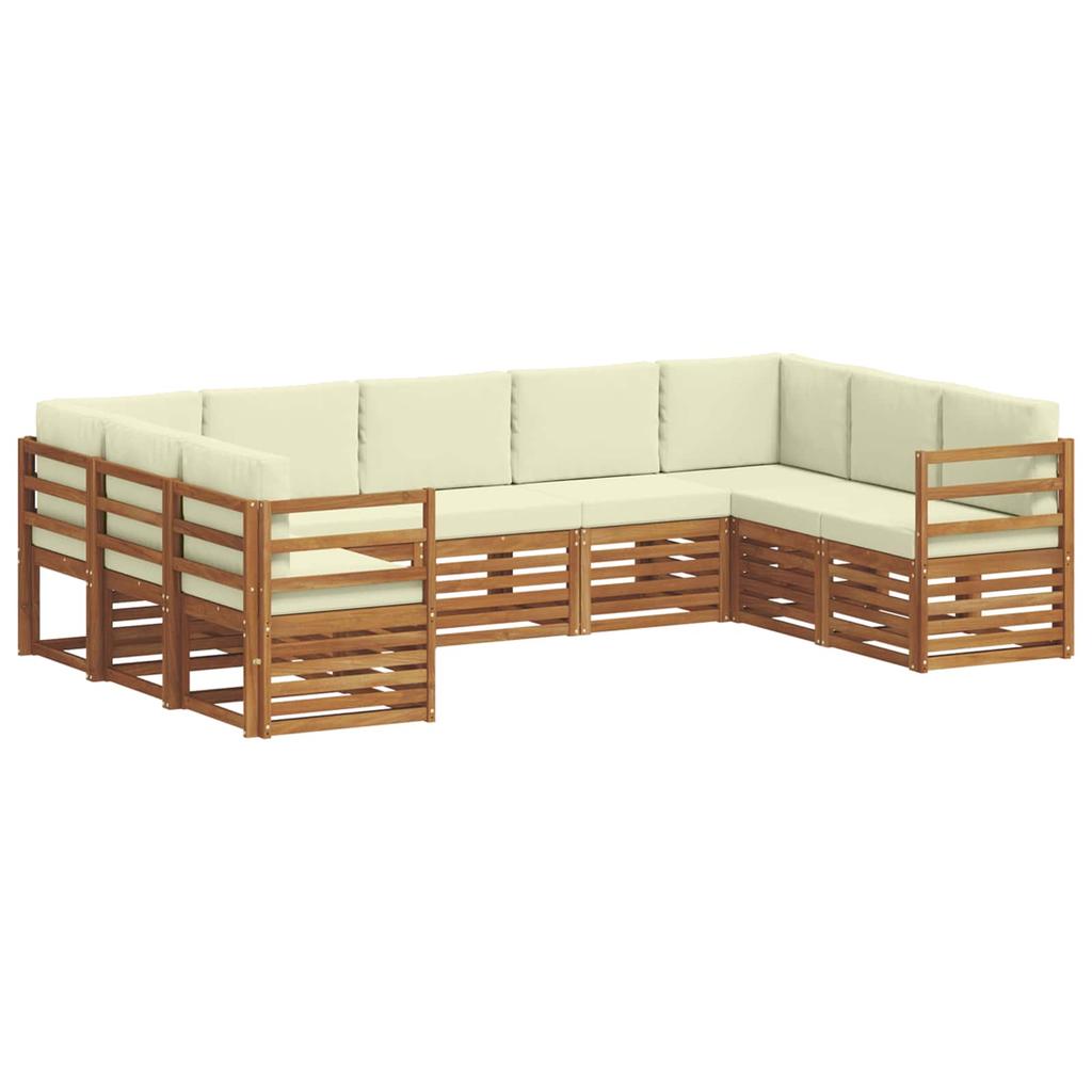 Outdoor Corner Sofa Set with Cushions 9 Pcs Natural and Cream