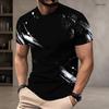 Men Plus Size Round Neck Short Sleeve T Shirt Black White Printed Pullover Straight Hem