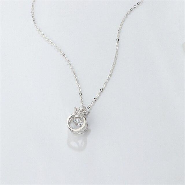 

Ожерелье из стерлингового серебра S925 с короной, модная подвеска в виде сердца с одним бриллиантом серебряный