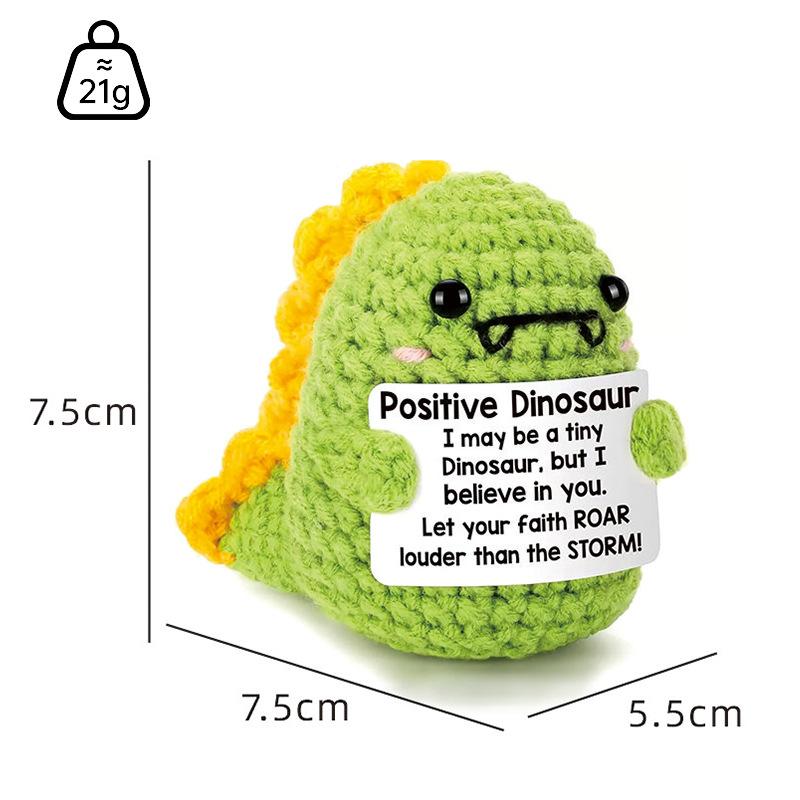 Positive Crochet Animal Kawaii Emotional Support Doll Mini Handwoven Animal Bookshelf Desk Decor Gift
