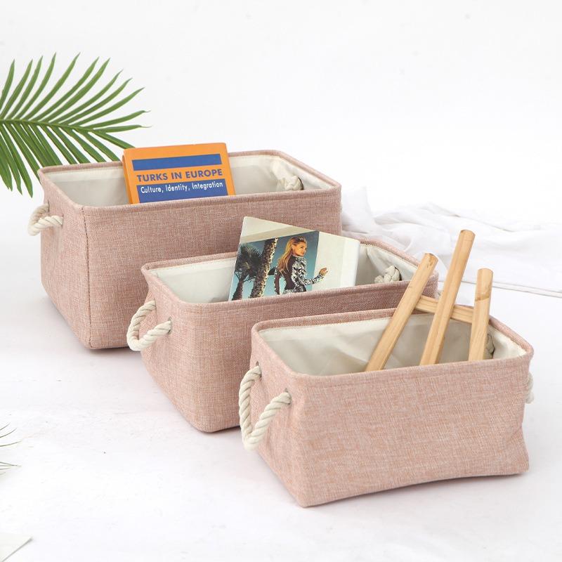 Stylish Linen Storage Basket Desktop Organizer for Home Office Organization