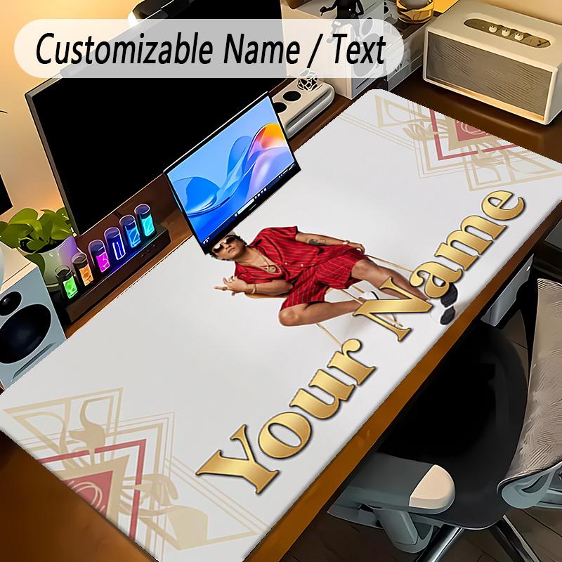 Large Mouse PadBruno Mars Custom Name Text Personalized Desk Mat Non Slip Gaming Pad