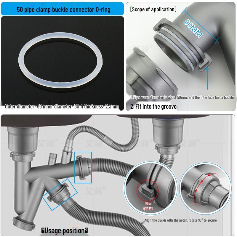 Gumový těsnicí kroužek pro kuchyňský dřez pro těsnění odpadní trubky