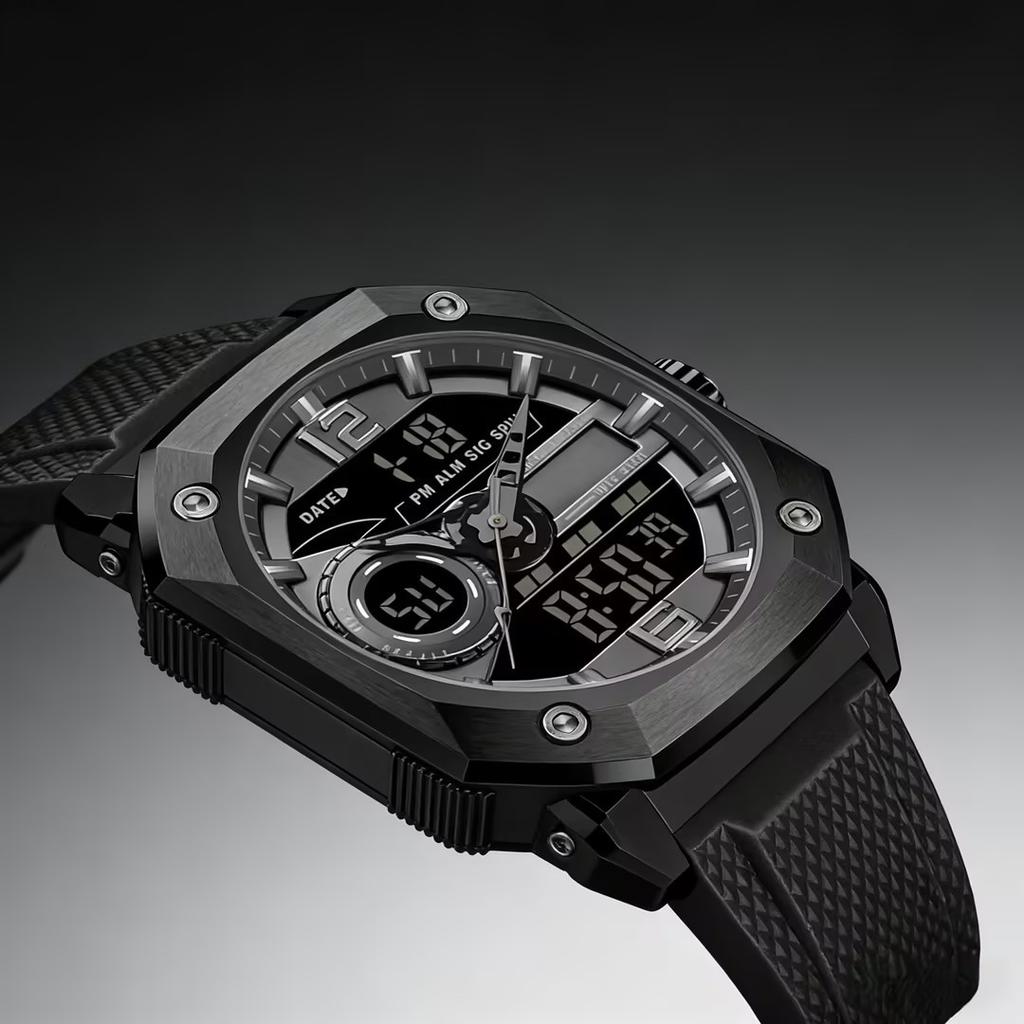 Best-selling multi-functional waterproof quartz watch men's fashion advanced sense waterproof dual display electronic watch