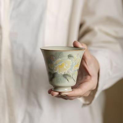Geheimnis Huang Ru Brennofen Retro Chinesische Offene Dufttasse Kleine Einzelne Tasse Haushalt Kung Fu Tee-Set Meistertasse Teetasse Teetasse