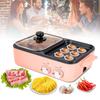 Electric Hot Pot with Grill, 2 In 1 Nonstick Griddle&Hot Pot for Steak/Shabu Shabu/BBQ, Separate Dual Temperature Control, Pink