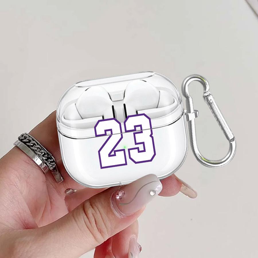 

Case For Samsung Galaxy Buds 4Pro 3 FE 2Pro 2 4 Pro Live 3Pro Clear Earphone Cases Cover With Hook Creative Basketball Numbers Buds 2