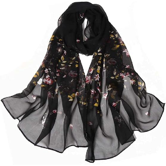 Pokeedioty Scarfs for Women Lightweight Fashion Floral Pattern Sheer Scarfs Shawl Wrap Scarves