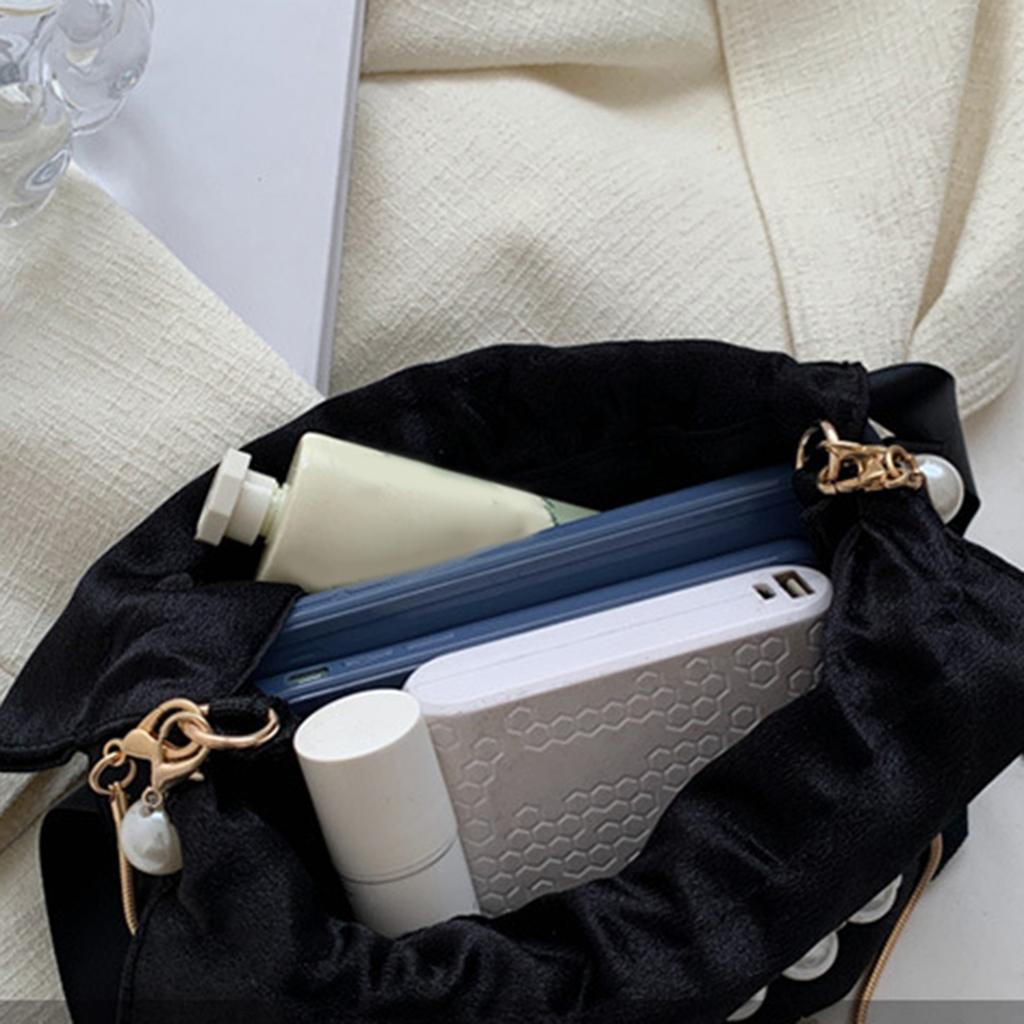 Fashion Luxury Handbags for Women Girls Small Pearl Imitation Bucket Bag Chain Shoulder Bag Shopping Tote Crossbody Bags