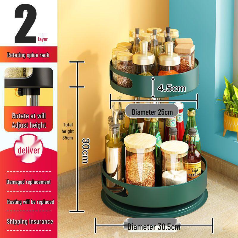 360-Degree Rotating Kitchen Spice Rack - Condiment & Oil Organizer