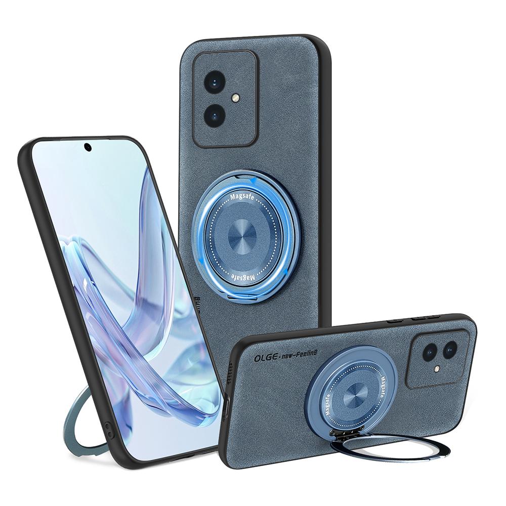 

FFor Honor 100 100 Pro Fine Hole Sheepskin Swivel Bracket Magnetic Soft Edge Anti Drop Anti Fingerprint Phone Case For Honor 100 Pro синий