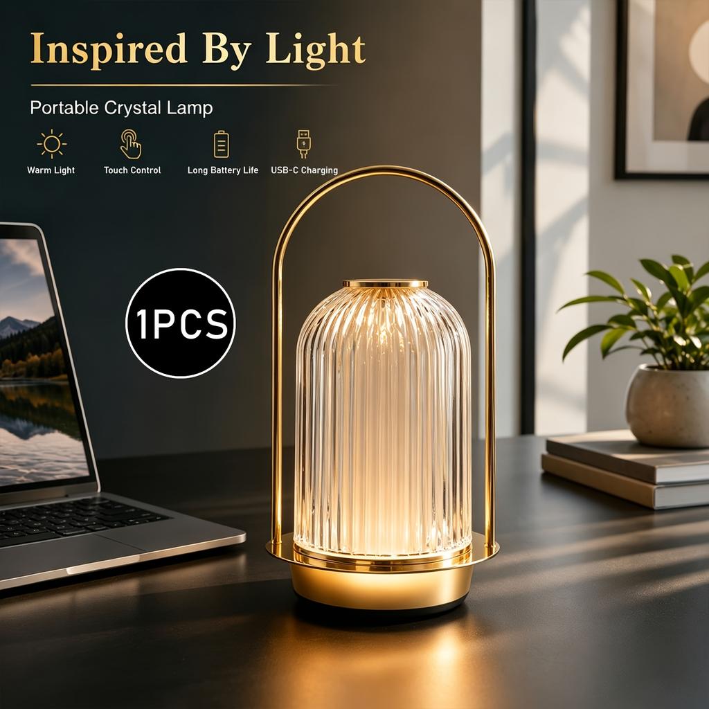 Wireless Rechargeable Table Lamp Dimmable Night Light with Handle USB Portable lanterns are suitable for living rooms, bedrooms, dining rooms, and