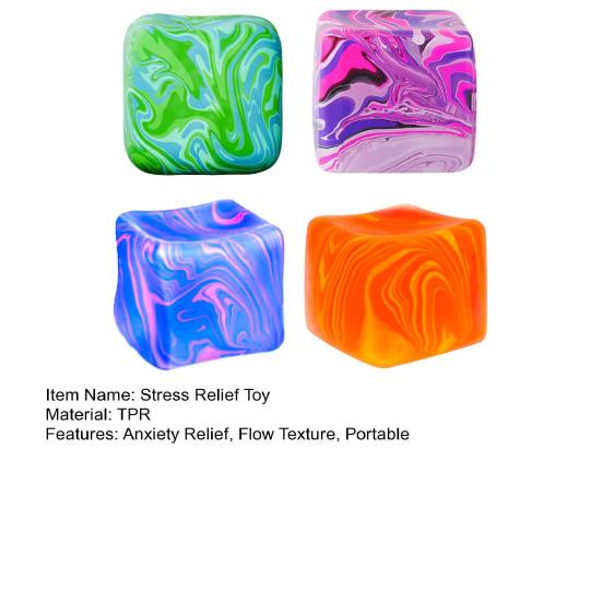 1/4Pcs Flow Texture Stress Cube Toy Anxiety Relief Cube Squeeze Sensory Toy Slow Rebound Home Office Relaxation TPR Decompression Stress Ball