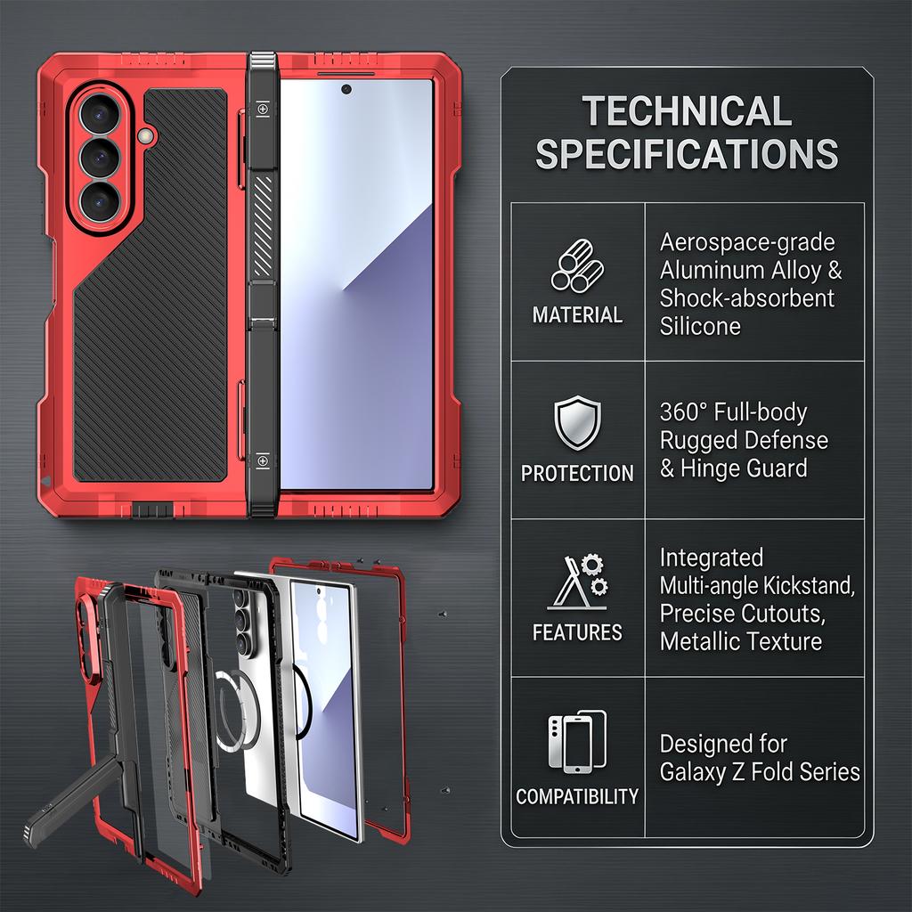 Funda Completa Armor Resistente Para Teléfono Móvil Samsung Galaxy Z Fold 8 Ultra 7 6 5 4 Fold7 Fold6 Metal Aluminio Fundas Protectoras Antigolpes