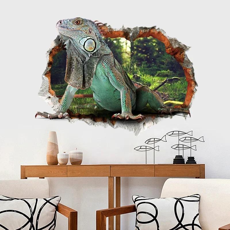 Diy Sticker Animal World Lizard Imitation 3D Wall Stickers Waterproof Wall Stickers Children Room Home Office Decor