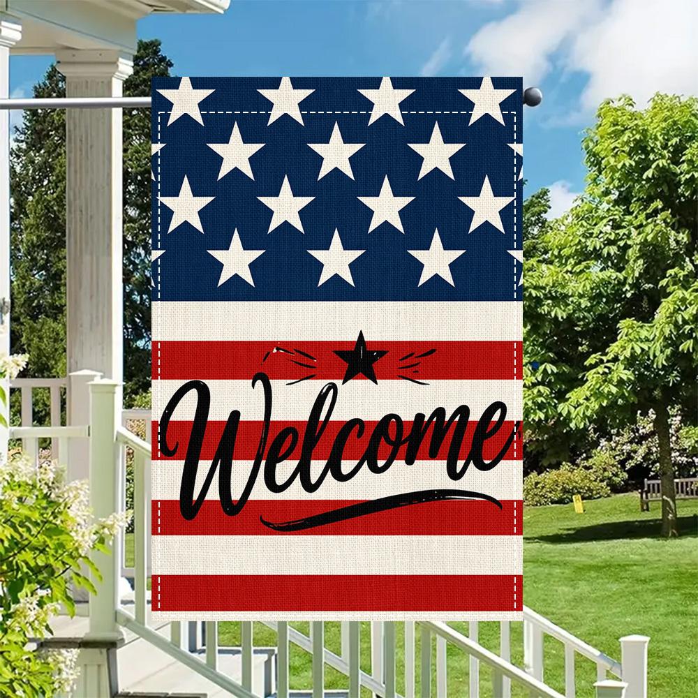 1pc American ag Welcome Garden ag, Reversible Print, Reversible Patriotic Decoration for Patio and Outdoor Independence Day