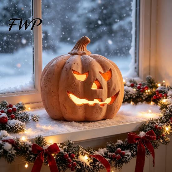 Saisonale Dekorationslaternen Halloween Kürbis Kerzenhalter, Harzlaterne Teelichthalter mit Innendekorationen Geschnitztes Gesicht für Herbst Bauernhaus