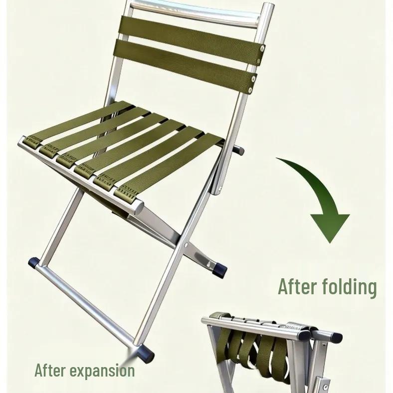 Extra Thick Folding Stool with Backrest for Outdoor Camping and Fishing