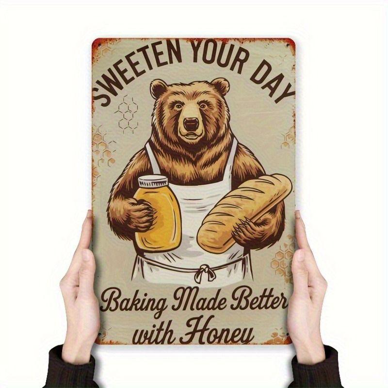 Vintage Bees & Honey Metal Tin Sign for Kitchen Farm Interior Decor