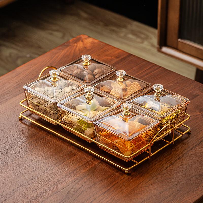 Hammered Glass Divided Serving Platter Set