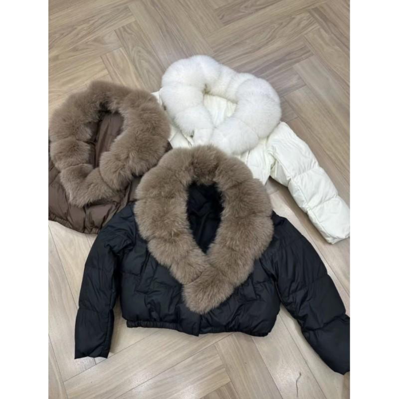 Women's Winter Short Warm Clothes Hooded Elegant Anti-fox Fur Collar Jacket