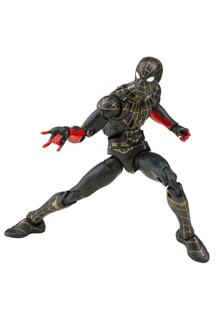 Hasbro Marvel Legends Series Movie [Spider-Man: No Way Home] Black & Gold Suit Spider-Man 6-inch Action Figure F3019, Authentic, with Build-a-Figure