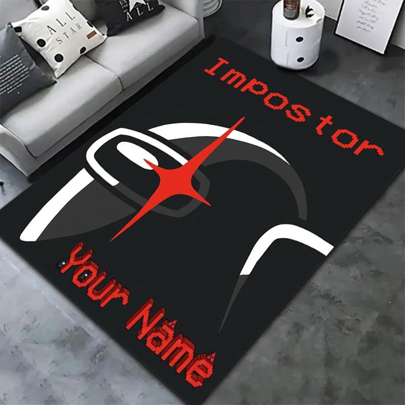 Among Us Custom Name Carpet Rug for Living Room Bedroom Home Sofa Decoration,Kids play Non-slip Floor Mat
