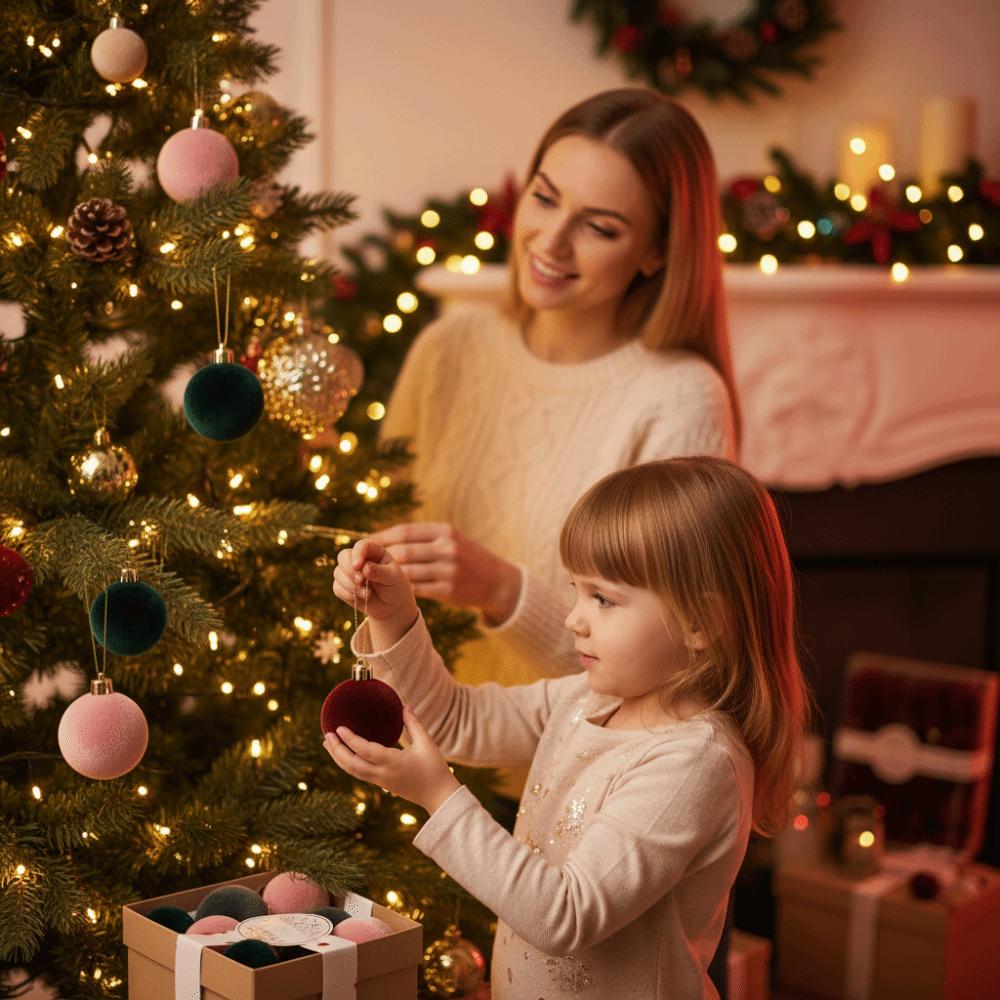 Weiche beflockte Kugeln Kreative Baumanhänger Feiertagsdekorationen Weihnachtskugeln Party