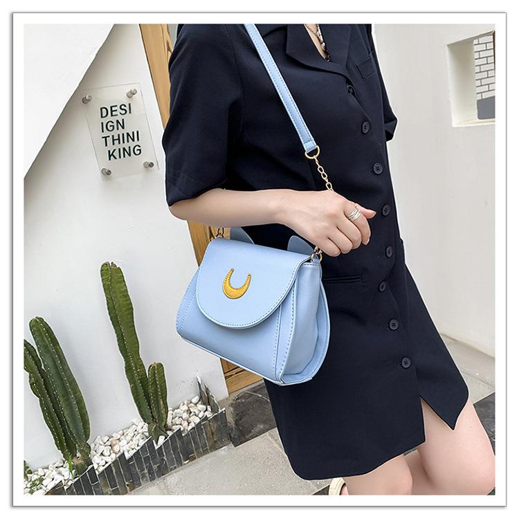 Summer Sailor Moon Ladies Handbag Black Luna Cat Shape Chain Shoulder Bag PU Leather Women Messenger Crossbody Small Bag Purses