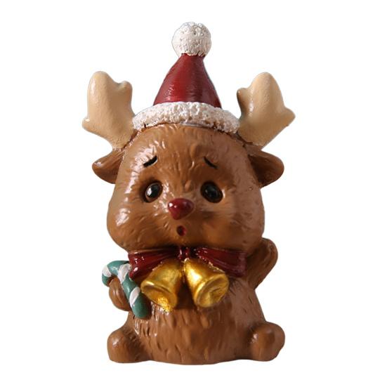 Yousheng Christmas Miniature Figurines Mini Resin Santa Claus/Snowman/Tree/Bear/Rabbit Figurine 3D Cute Christmas Statue for Home Desk Decor Dollhouse