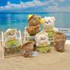 Bear Seaside Embroidered Plush Keychain With Straw Hat Take Guitar And Grass Skirt Designfor Bag Decor